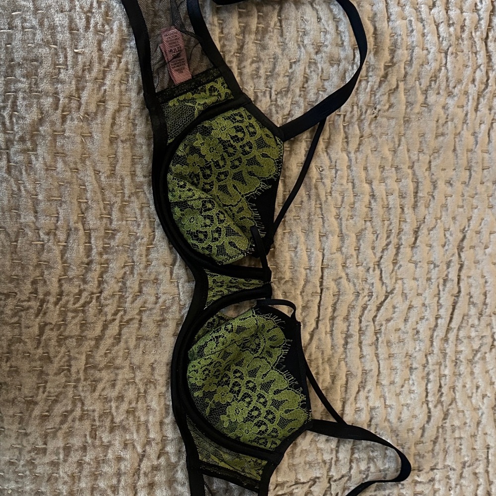 Agent Provocateur Black and Green Lace Bra